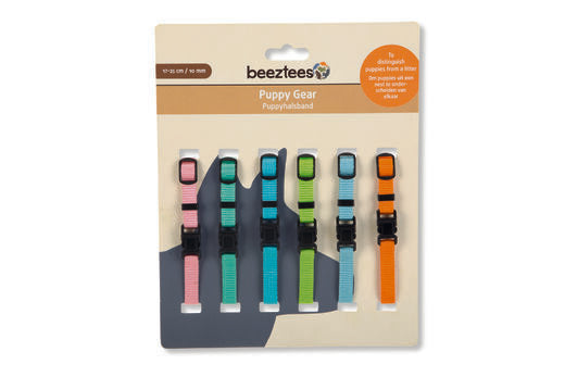 Beeztees valphalsband 6-pack 17–25 cm färgmix