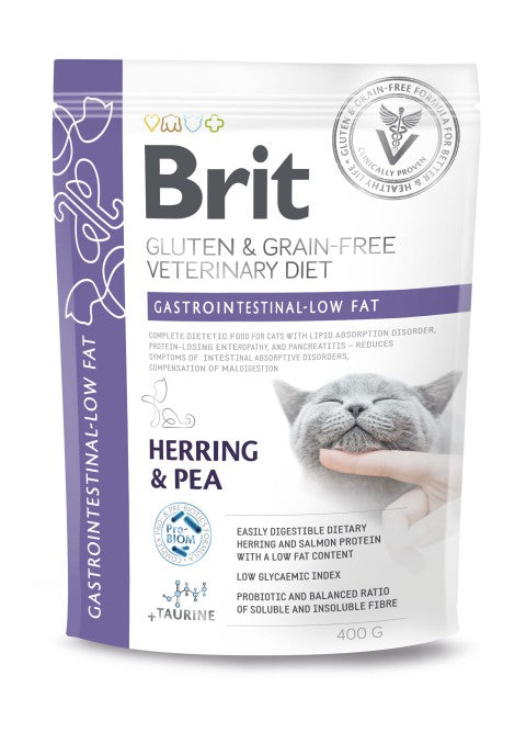 Brit Veterinary Diet Gastrointestinal-Low Fat Herring & Pea för katter