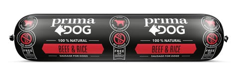 PrimaDog Nöt-ris korv för hundar 800 g