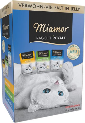 Miamor Ragout Royale i Gelé Mixpaket Kyckling, Kanin & Tonfisk 12 x 100 g för katter