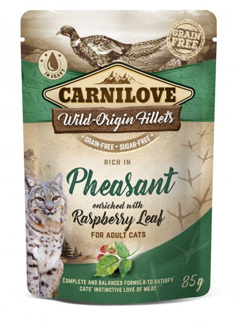 Carnilove Pheasant with Raspberry Leaves faasani ja vaarika lehtedega märgtoit täiskasvanud kassidele 24 x 85 g MULTIPAKK