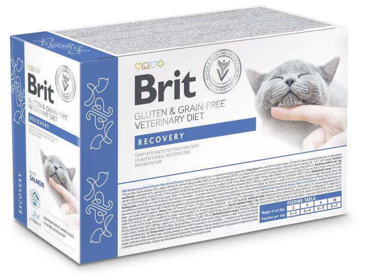 Brit Pouch Recovery med lax 12 x 85 g för katter