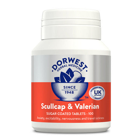 Dorwest Scullcap & Valerian 100 tabletter för hundar