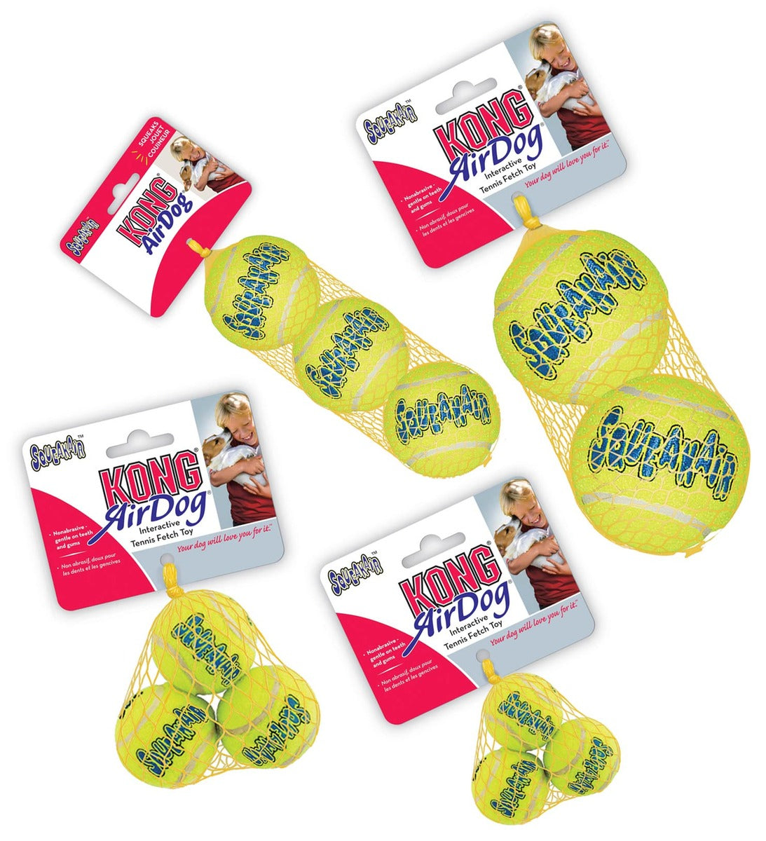Kong AirDog SqueakAir tennispallo M 3 kpl