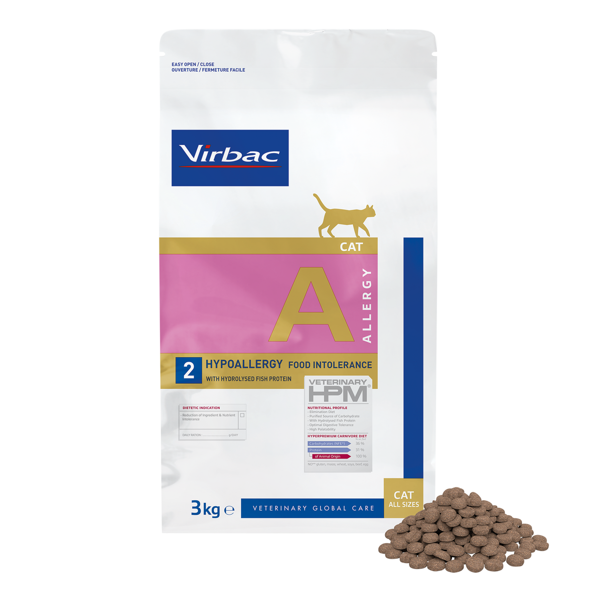 Virbac Hypoallergy Fish torrfoder för katt 3 kg