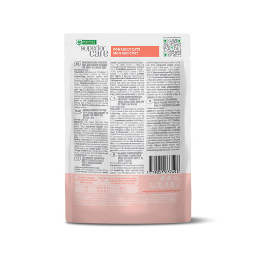 Nature's Protection Superior Care Skin & Coat tonfisk & räkor topper för katter 70 g