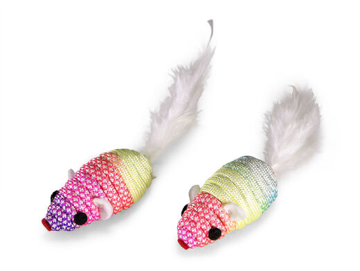 Vadigran Cat toy mice with white feathers 5cm 2pcs