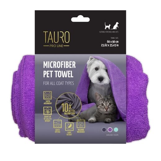 Tauro Pro Line mikrofiberhandduk 60x90 cm lila