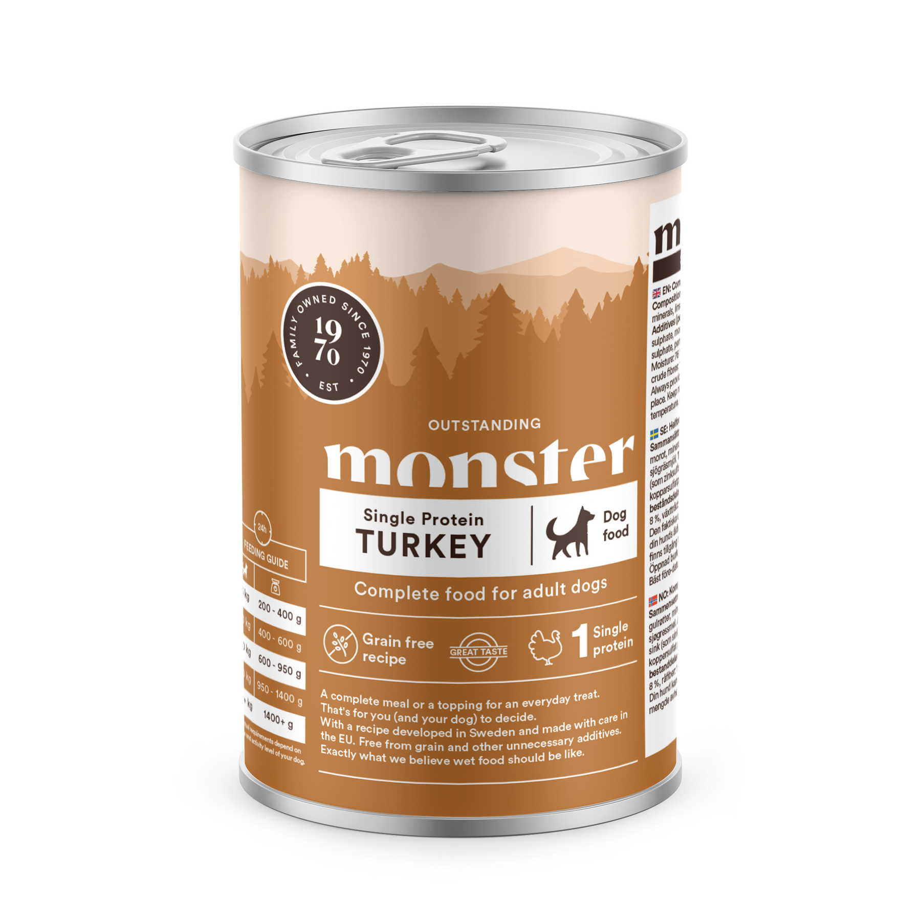 Monster Dog Adult Single Protein kalkon 6 x 400 g för hundar