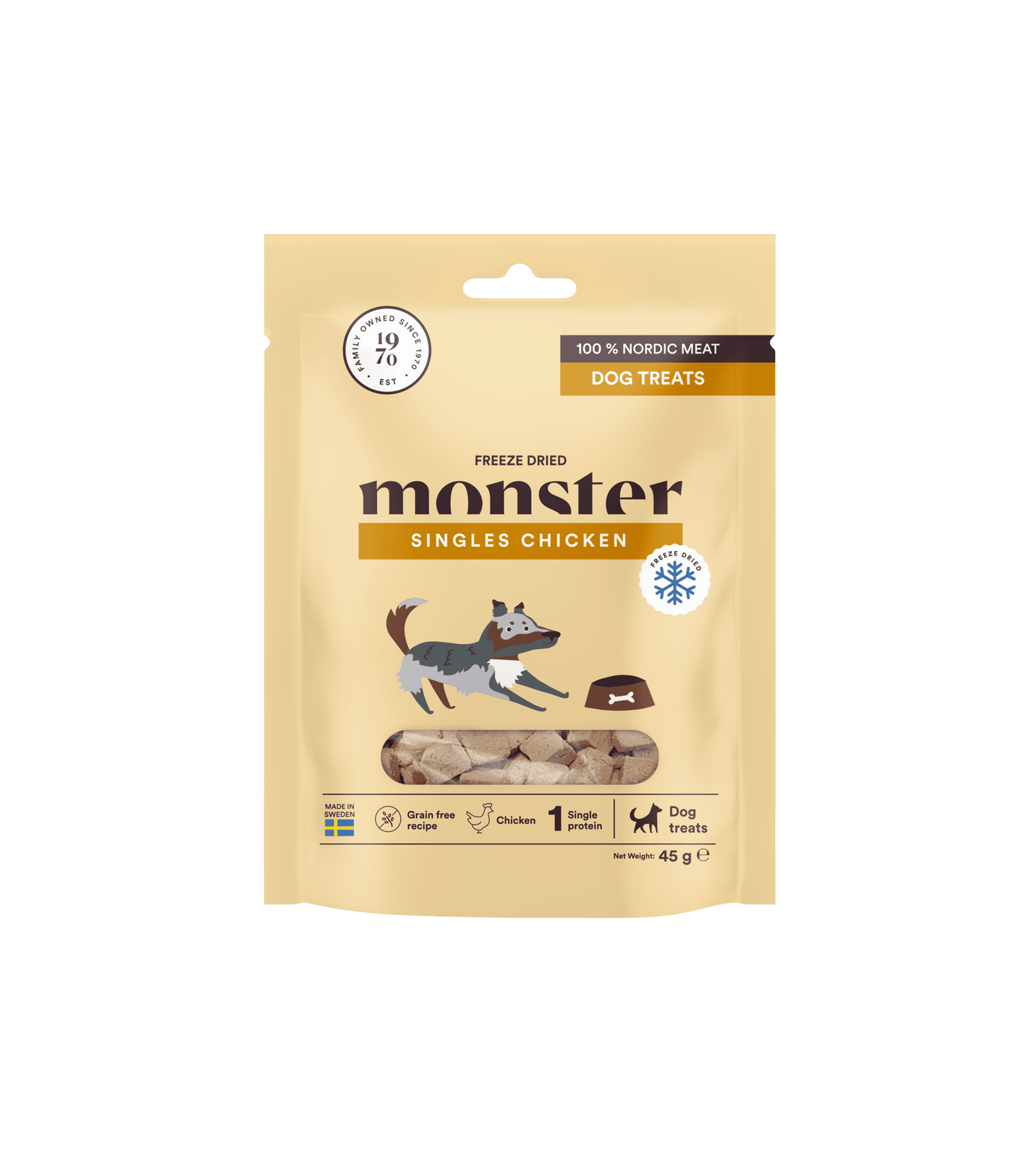 Monster Dog Freeze Dried Treats Chicken 45 g för hundar