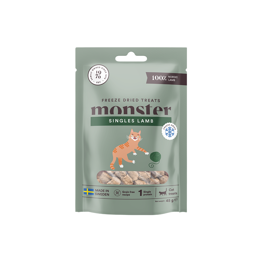 Monster Cat Freeze Dried Treats Singles kassimaius lambaga, 45 g