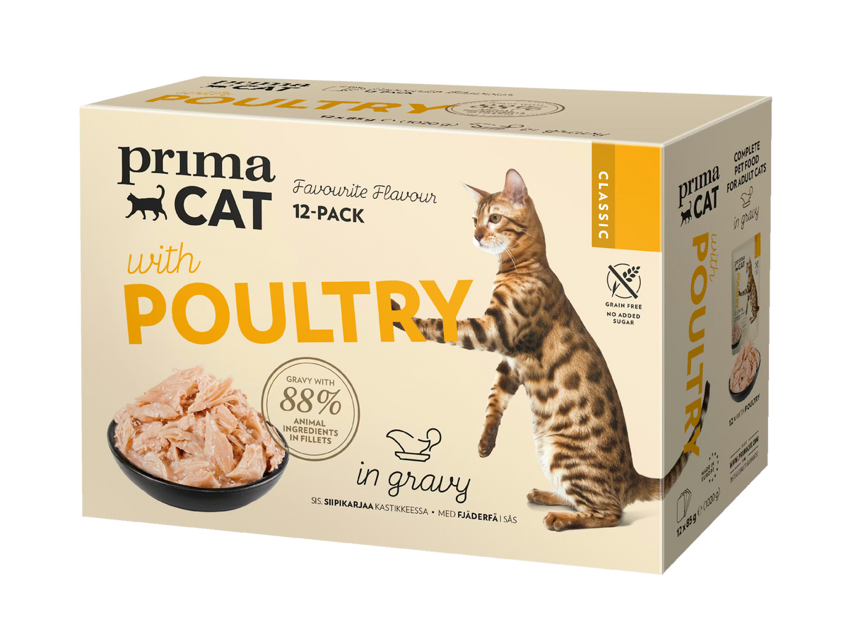 PrimaCat Classic Fågel 12 x 85 g