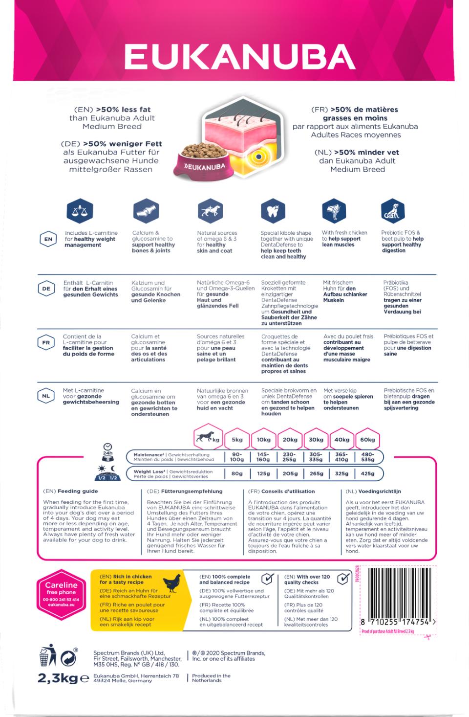 Eukanuba DailyCare Overweight Sterilized torrfoder för hund 2,3 kg