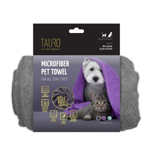 Tauro Pro Line mikrofiberhandduk 80x120 cm grå