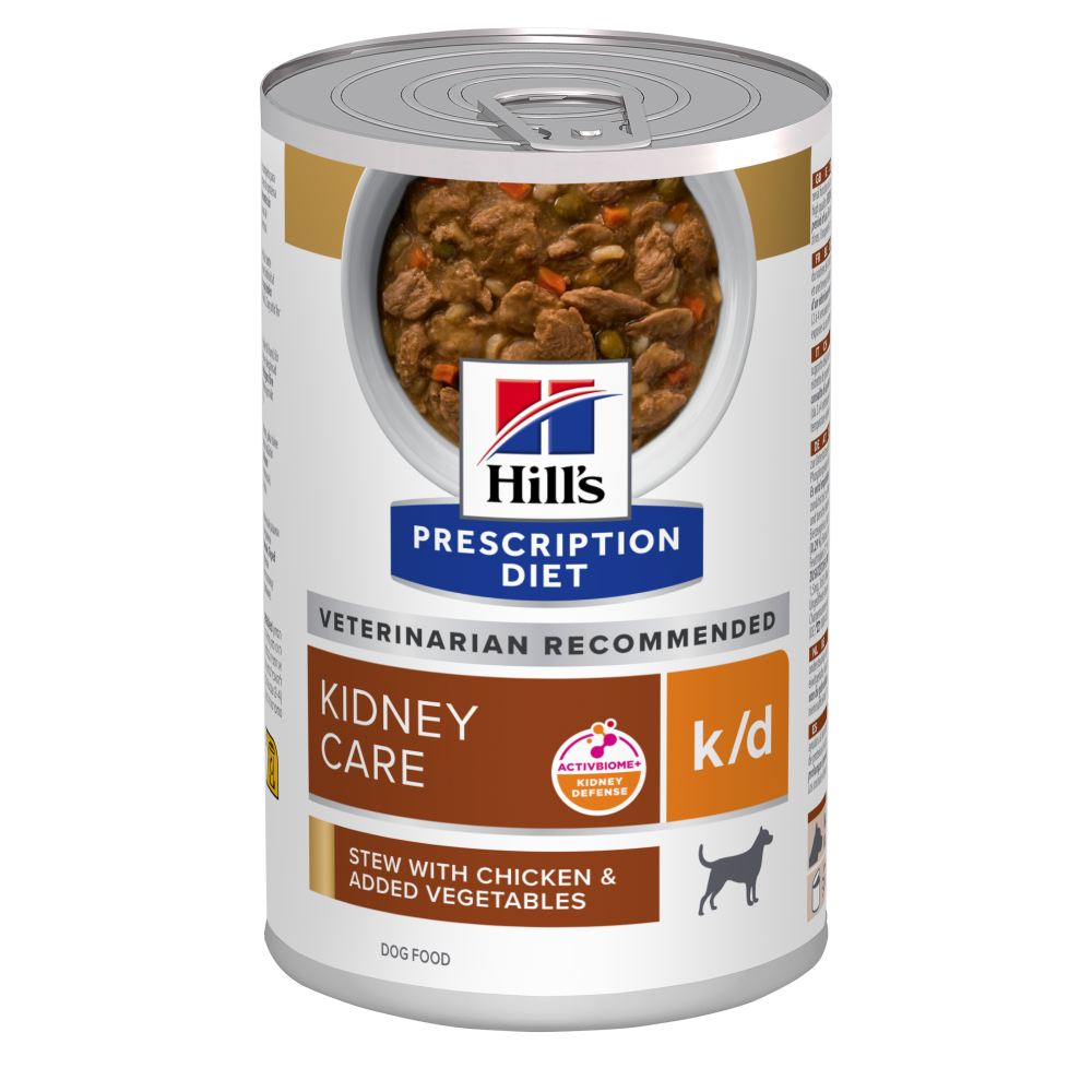 Hill’s Prescription Diet Kidney Care k/d kana ja köögiviljadega märgtoit koertele 12 × 354 g MULTIPAKK