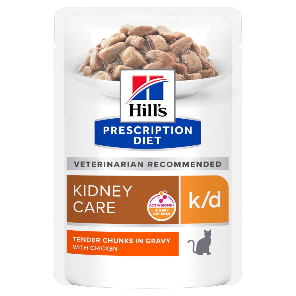 Hill’s Prescription Diet k/d Kidney Care ActivBiome+ Kidney Defense kanaga märgtoit kassidele 12 x 85 g MULTIPAKK