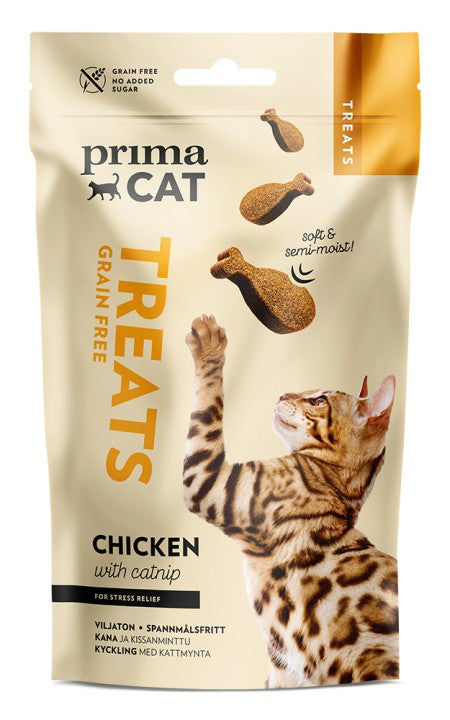 PrimaCat Treats Softy seedimist ja stressist taastumist toetav kana ja kassinaeriga pehme maius kassidele 50 g