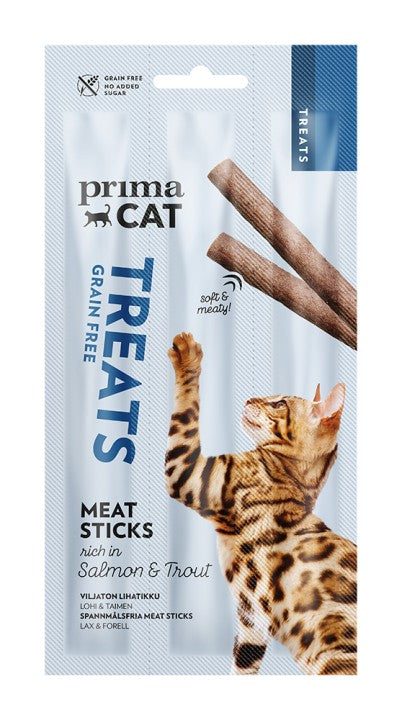 PrimaCat Meat Stick lõhe ja forelliga lihapulgad kassidele 15 g