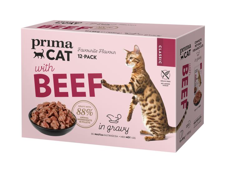 PrimaCat Nöt i sås 12 x 85 g