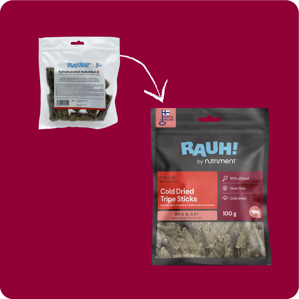 RAUH! Cold-dried Stomach Sticks 100 g för hundar och katter