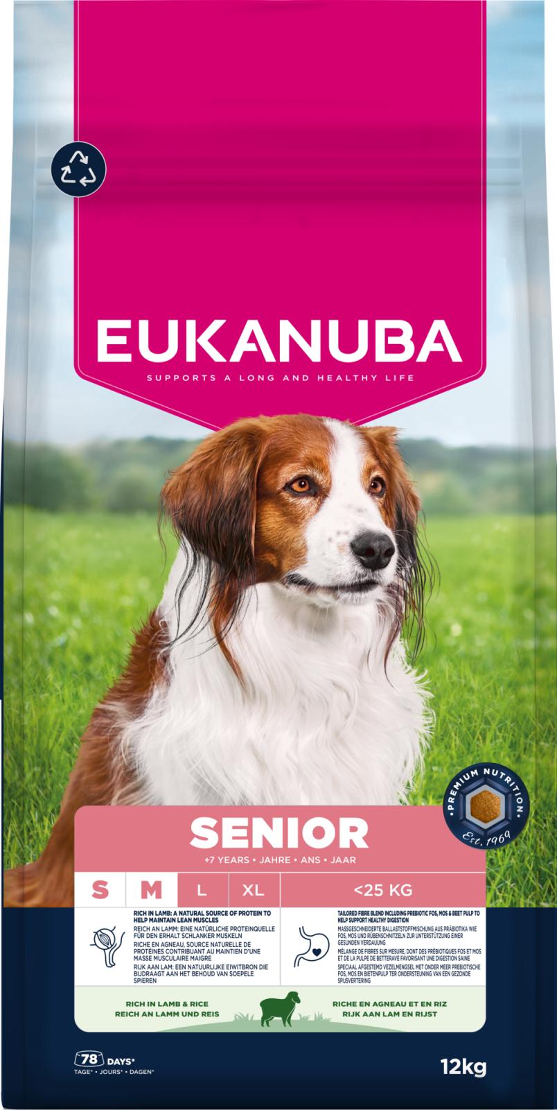 Eukanuba Senior Small/Medium Lamb & Rice torrfoder för hund