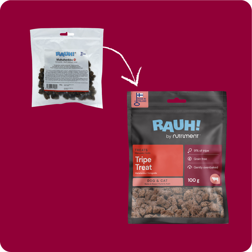 RAUH! Tripe Treat Maius koertele ja kassidele 100 g
