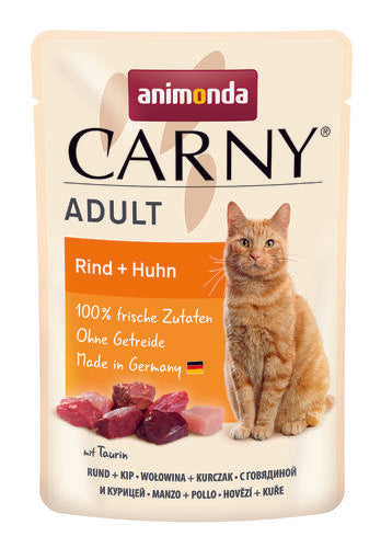 Animonda Carny Adult Nötkött + Kyckling 12 x 85 g våtfoder för katter