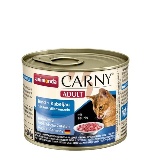Animonda Carny Adult märgtoit kassidele veiselihaga ja tursaga (petersellijuurega), 200 g