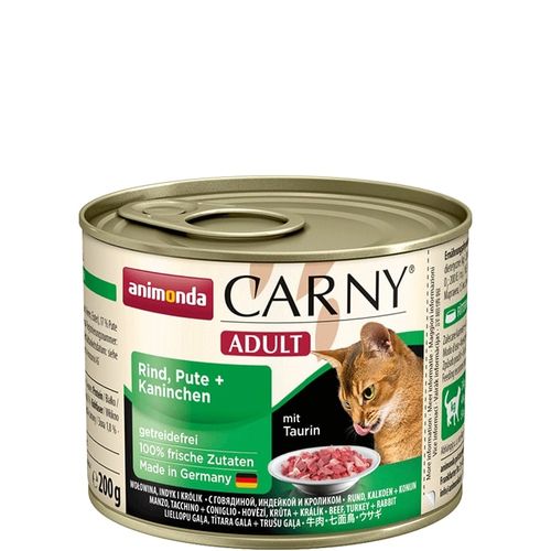 Animonda Carny Adult Nötkött, Kalkon + Kanin 6 x 200 g våtfoder för katter