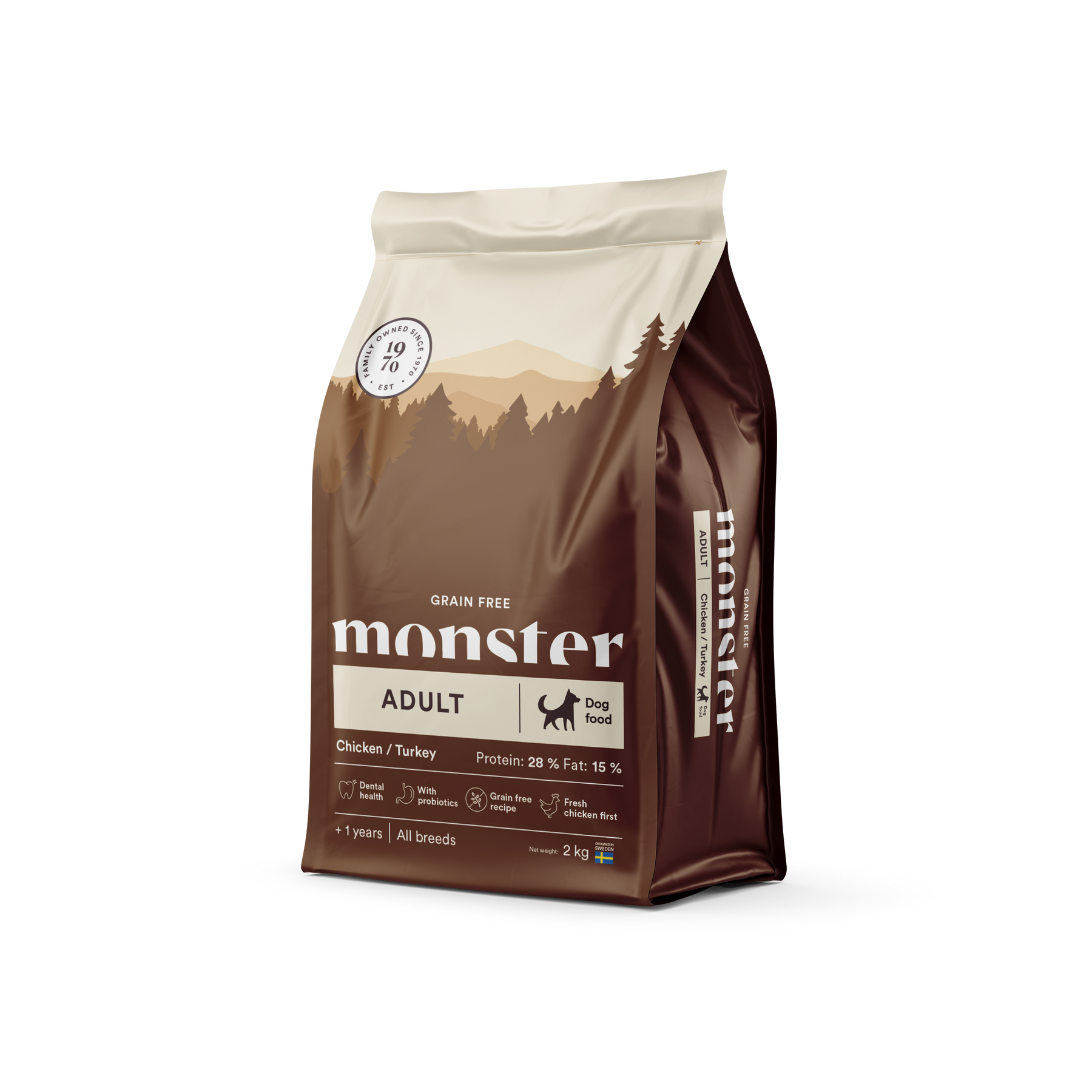 Monster Dog Grain Free Adult All Breed Chicken-Turkey 2 kg för hundar