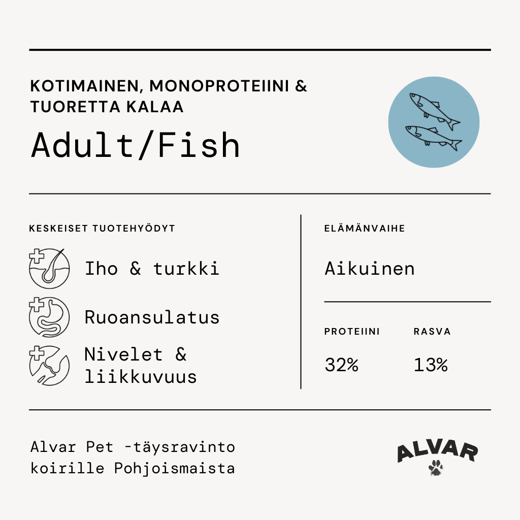 Alvar Pet Adult/Fish torrfoder för hundar