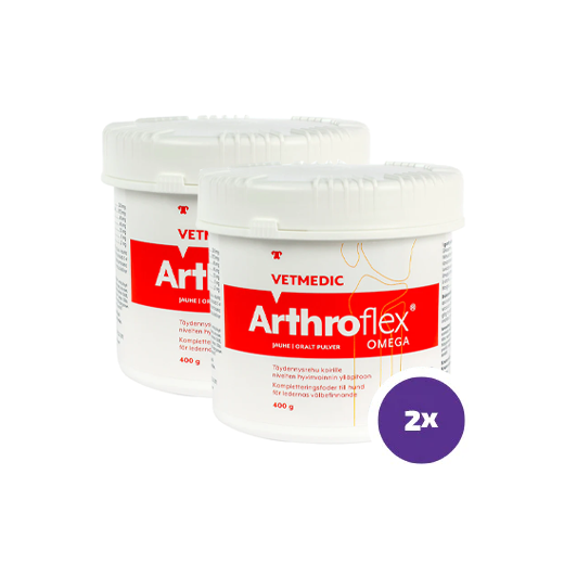 Arthroflex Omega pulber koertele 2 × 400 g MULTIPAKK