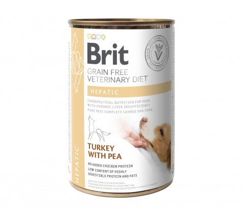 Brit Hepatic Turkey with Pea Dog 400 g