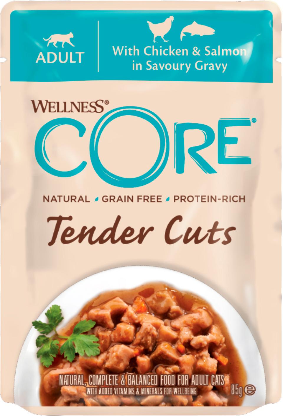 Core Tender Cuts Chicken and Salmon in Gravy för katter 85 g
