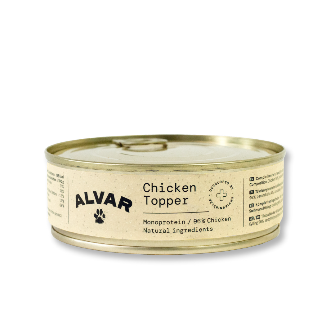 Alvar Pet Chicken Topper Våtfoder för Hund 12 x 200 g