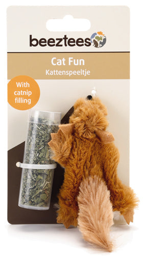 Beeztees Plush Squirrel Cat Toy with Catnip