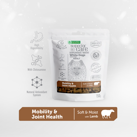 Nature's Protection Superior Care White Dogs Mobility & Joint lammgodis 150 g för hundar