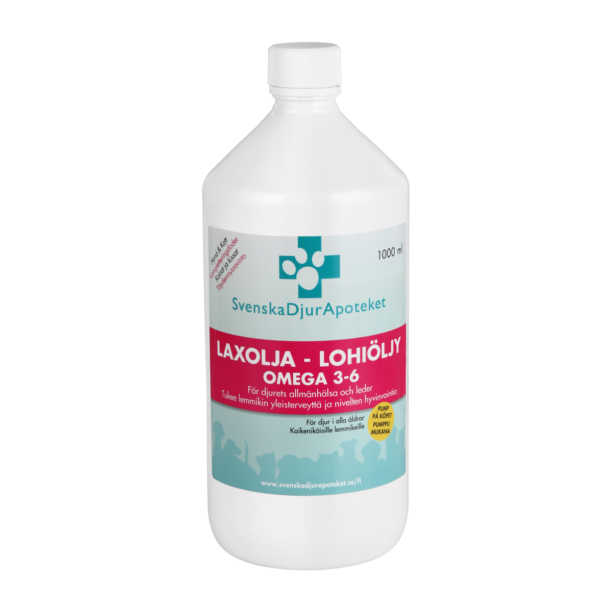 Svenska Djurapoteket Laxolja hund och katt 1000 ml + Pump