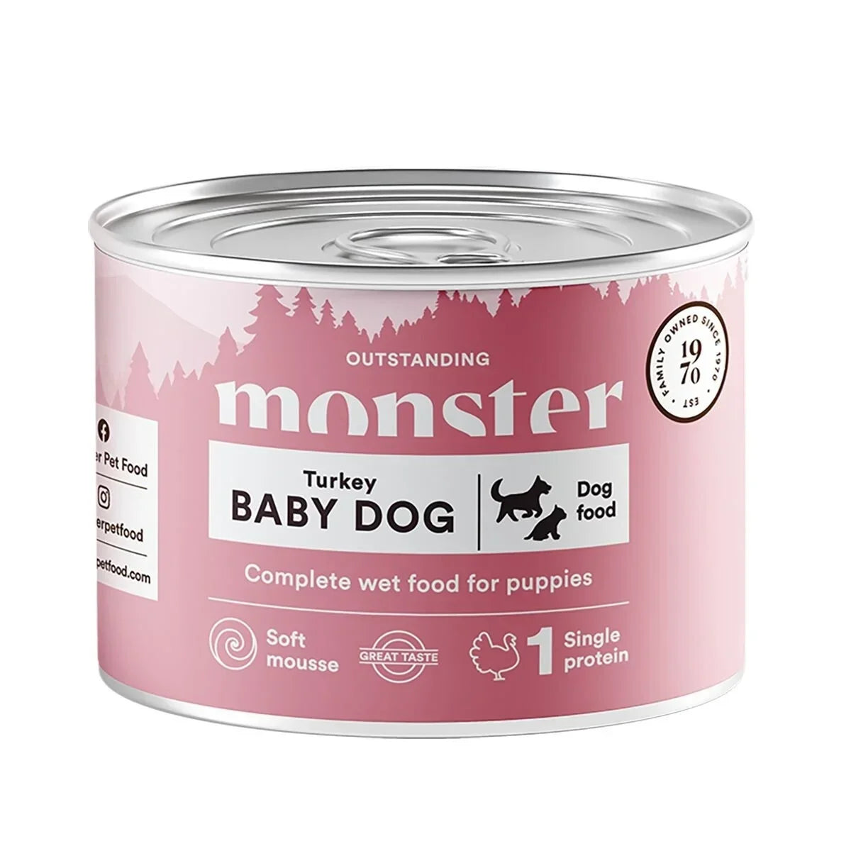 Monster Dog Baby Mousse märgtoit kutsikatele kalkuniga, 6 × 190 g MULTIPAKK