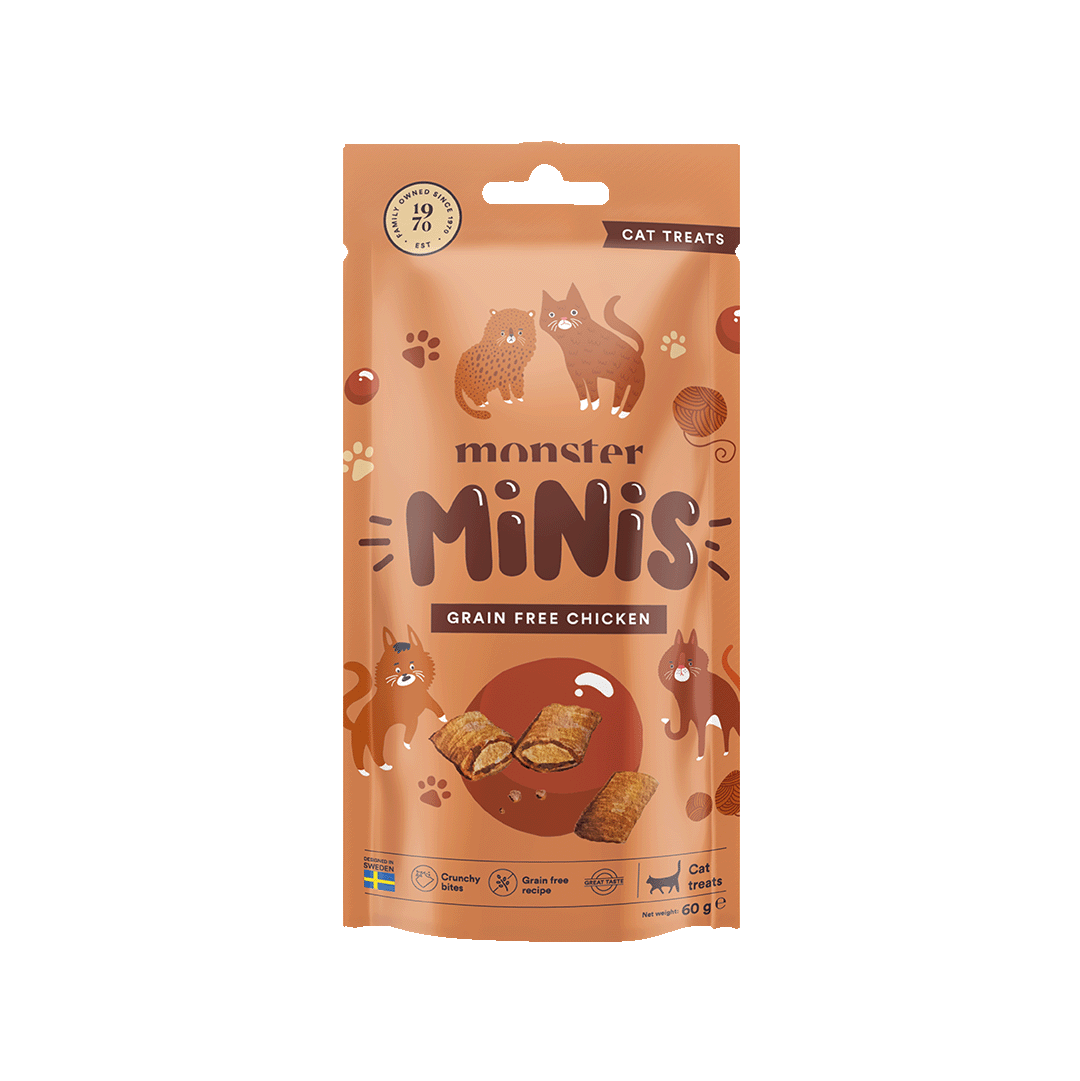 Monster Cat Minis teraviljavabad krõbedad kassimaiused kanaga, 60 g