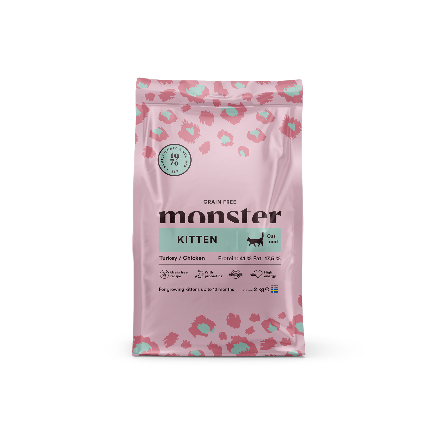 Monster Cat Grain Free Kitten Turkey-Chicken 2 kg för kattungar