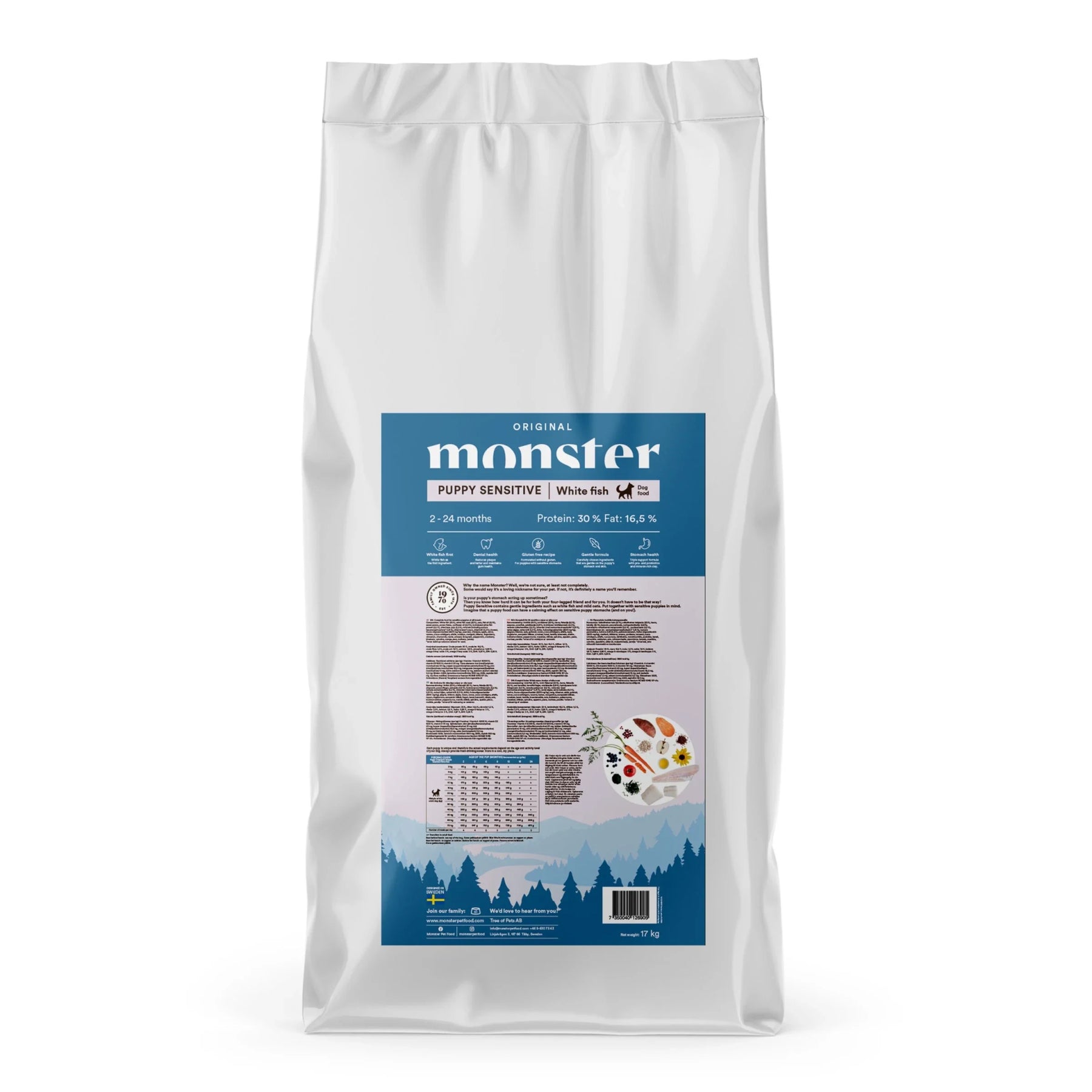 Monster Dog Original Puppy Sensitive White Fish Valpfoder 17 kg