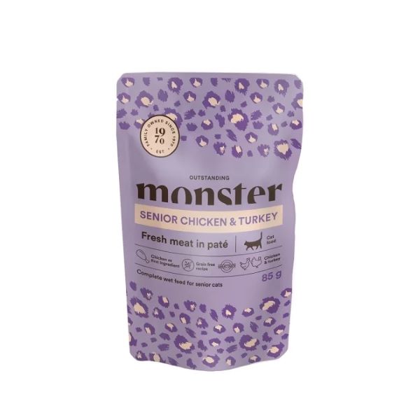 Monster Cat Pouches Senior Chicken-Turkey 85 g