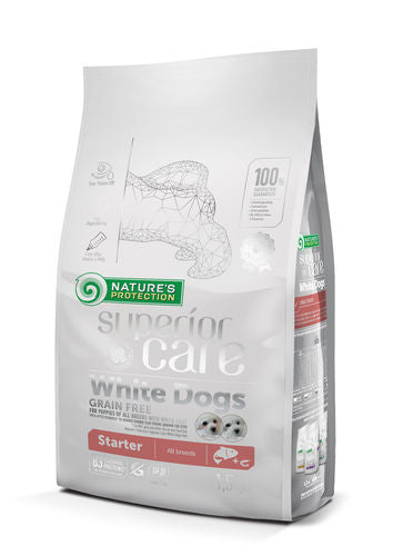 Nature's Protection Superior Care White Dogs Starter Lax torrfoder för valpar 10 kg