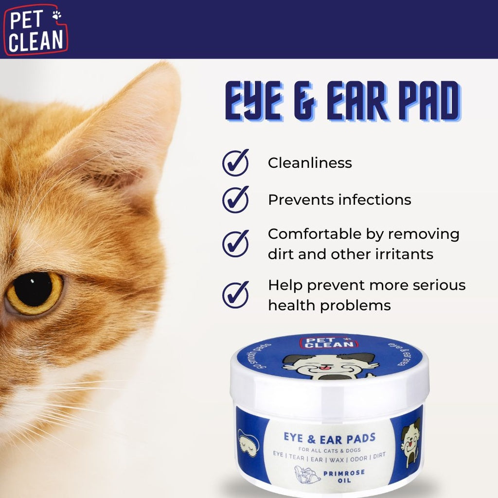 Pet Clean ögon- och öronrengöringsservetter för hundar och katter 50 st