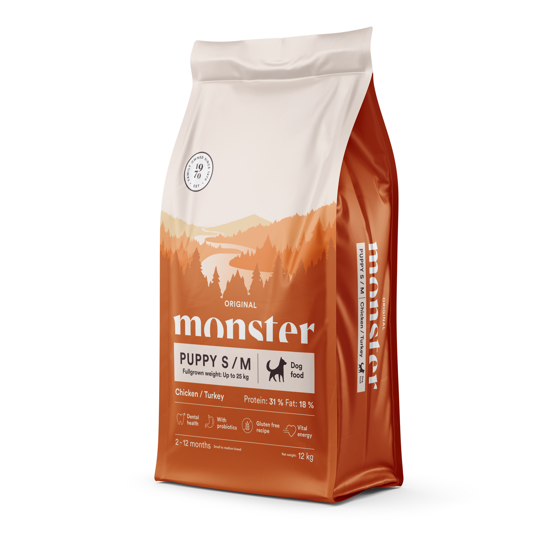 Monster Dog Original Puppy S/M Chicken-Turkey 12 kg för valpar