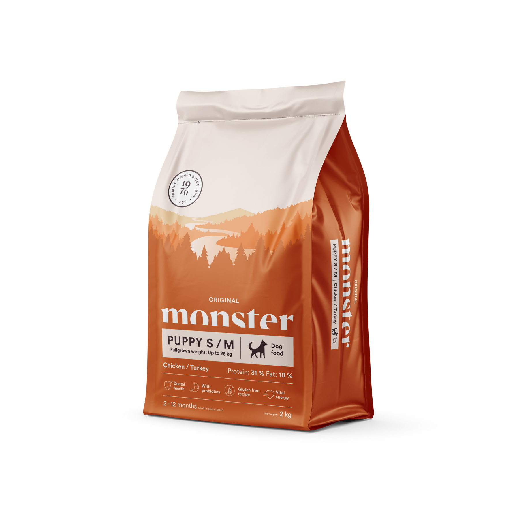 Monster Dog Original Puppy S/M Chicken-Turkey 2 kg för valpar