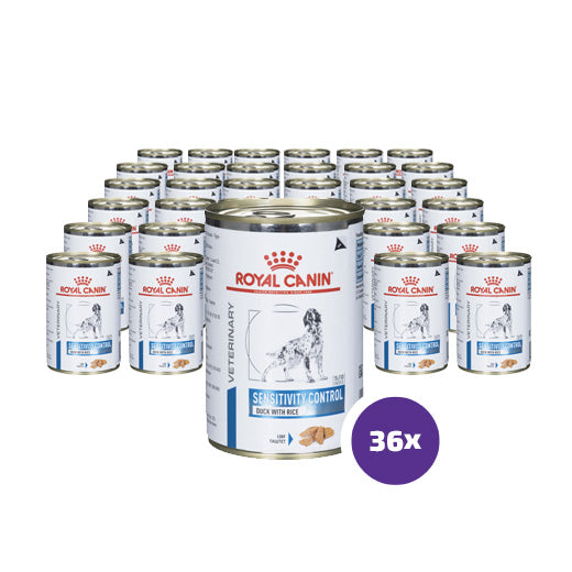 Royal Canin Veterinary Diets Derma Sensitivity Control Duck konserv koertele 36 × 410 g MULTIPAKK