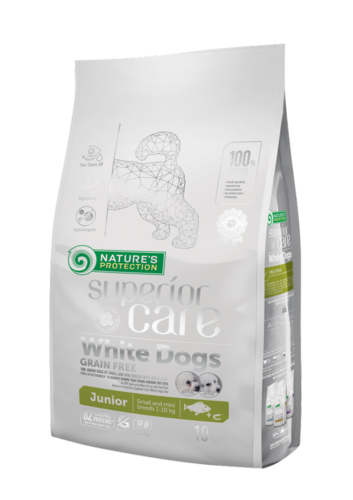 Nature's Protection Superior Care White Dogs Junior Small & Mini Breeds Vitfisk torrfoder 10 kg