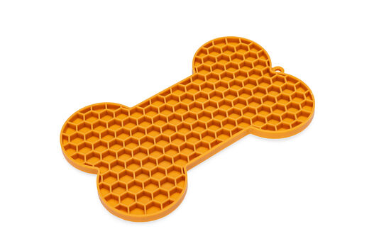 Beeztees LickMat Bone slickmatta orange 18 cm för hundar